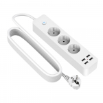 Juhtmega pistikupesa, 1,8 m kaabel, 3 pistikupesa, 4 kiirlaadimise USB-porti &ndash; valge toitepesa 2000 W 10A Euroopa standardne pistikupesa European standard socket