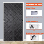 Puuvillane uksekardin Talvine Paksendatud Kodu Soe Tuulekindel K&uuml;lmakindel heliisolatsioon Iseimev vahesein Velcro Magnet Rippkardin 80*210