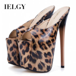 IELGY k&otilde;rge kontsaga sandaalid ja sussid l&auml;bipaistvad 19 cm peene kontsaga leopard suured naiste kingad 43