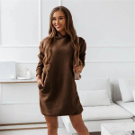 Naiste vabaaja vaba taskuga minikleit s&uuml;gisene kapuutsiga pikkade varrukatega soliidne kleit talveriided Vestidos Femininos elegantne 30032 XS must