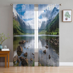 Mountain Pine Woodsi p&auml;ikeset&uuml;llist kardinad magamistoa jaoks Moodsad Voile kardinad Kodukaunistuse aknakardinad 135W x 114H(cm)