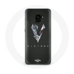 &Uuml;mbris Samsung Galaxy A8 Plus Vikings Series 6. hooaja logoga V M&otilde;&otilde;gahall must taust