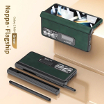 Magnetiline topeltliigendiga nahast kronsteini &uuml;mbris Samsung Galaxy Z Fold 5 4 3 kate kilepliiatsipesaga koos S pliiatsiga Z Fold5 Fold4 jaoks For Galaxy Z Fold 4 roheline