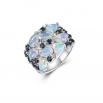 Imeilus naiste disainis&otilde;rmus S925 h&otilde;bedane naturaalne opaal oktoobrikuu s&uuml;nnikivi loovuse ja kire peen ehe kingitus US RING SIZE:7# mitmev&auml;rviline