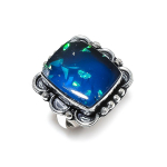 Natural Blue Triplet Opal Gemstone Handmade 925 Sterling Silver Ring Size 8 d7y58