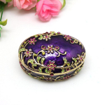 Wedding small gifts enamel colored alloy jewelry box oval small jewelry storage box creative home small ornaments lilla