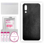 apgo Protective Skin Sticker for the back compatible with Meizu 16s, Wrap Film, Foil, Vinyl - Pattern Black Leather