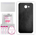 apgo Protective Skin Sticker for the back compatible with Samsung Galaxy A8 (2016), Wrap Film, Foil, Vinyl - Pattern Black Leather
