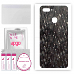 apgo Protective Skin Sticker for the back compatible with Oppo F9 (F9 Pro), Wrap Film, Foil, Vinyl - Pattern Carbon Black Pixel