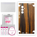 apgo Kaitsev nahakleebis tagak&uuml;ljele ja k&uuml;lgedele, mis &uuml;hildub Samsung Galaxy A54-ga, t&auml;iskile, foolium, vin&uuml;&uuml;l &ndash; muster Tigerwood