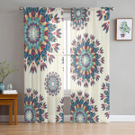 T&uuml;llkardinad Mandala mustriga gradientidega poisid ja t&uuml;drukud Magamistuba L&auml;bipaistev rippuv kardin Elutuba K&ouml;&ouml;k Marli kardin 135W x 114H(cm)