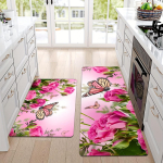 1 tk liblikas lendamas roosal roosil K&ouml;&ouml;givaip V&auml;simusvastane k&ouml;&ouml;givaip Veekindel libisemisvastane vaibakomplekt Jooksuvaiba Voodivaip Imav vaip 40*60cm