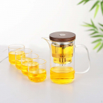 Borosilikaatklaasist teekann, teekann, lahtise tee jaoks eemaldatav infusioon, 550 ml, l&auml;bipaistev, Clear Handle