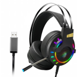 LED v&auml;rvijuhtimine USB Juhtmega muusika- ja m&auml;nguk&otilde;rvaklapid Mikrofoniga k&otilde;rvaklapid Stereo M&auml;ngu k&otilde;rvaklapid M&uuml;ravastane Bass RGB valgus PC PS4 jaoks must