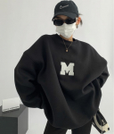 Naiste Lahtised Pullover Kapuutsiga Pusad &Otilde;pilaste Mood Tikitud Kirjadega Higipusa Naiste &Uuml;mara Kaelusega Kampsun Samet S&uuml;gis Uus Korea Stiil XXXL must