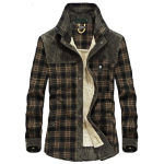 Meeste s&uuml;gistalv vabaaja paksud soojad s&auml;rgid Camisa Masculina Chemise Homme Meeste Militarrcoat Villased fliismantlid M brown