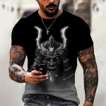 Jaapani samurai 3D-prindiga meeste T-s&auml;rgid, mood O-kaelusega l&uuml;hikeste varrukatega meeste T-s&auml;rgid, harajuku hiphopi t&auml;navariietus, ninja t-s&auml;rgid, topid S