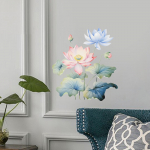 Lotose seinakleebise tarvikud, lilled, eemaldatav kleebis k&ouml;&ouml;gi magamistoa uksele Style D