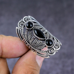 Natural Black Onyx Gemstone Handmade 925 Sterling Silver Gift Ring Size 8 n0z83