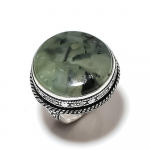 Natural Prehnite Gemstone Handmade 925 Sterling Silver Gift Ring Size 10 k7n93