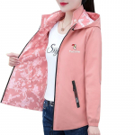 Mood, m&otilde;lemal k&uuml;ljel kandke jope Naiste kevad- ja s&uuml;gisene vaba vabaaja printimisega kapuutsiga jakk Eemaldatav m&uuml;ts L