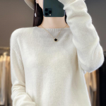 Naiste ka&scaron;miirist sviiter Qinghe ka&scaron;miir 30% ka&scaron;miir 70% vill s&uuml;gis-talvine ka&scaron;miir pullover pehme ja soe L valge