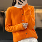 Naiste ka&scaron;miirist sviiter Qinghe ka&scaron;miir 30% ka&scaron;miir 70% vill s&uuml;gis-talvine ka&scaron;miir pullover pehme ja soe L oranž