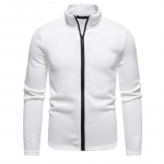 S&uuml;gistalvine meeste t&otilde;mblukuga dressipluus, krae Kerge vabaaja soe spordikardigan mugavad p&auml;evar&otilde;ivad L valge