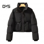 Naiste talvepuuvillane mantel, paksendatud polsterdatud &uuml;hev&auml;rviline aluskrae Kaelakaitse L&uuml;hike tuulekindel pikkade varrukatega soojust hoidev daami sulejope M khaki