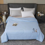 Lilletekk King Size , ruuduline suvine voodikate , Pehme kerge mikrokiust tepitud voodipesukomplekt iga hooaja konditsioneeri tekk 150 * 200cm (single quilt) sinine