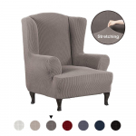 Wing Chair Slip Cover Tooli katted Wingback Tooli katted Slipcovers 1 Piece Stretch Sofa Cover M&ouml;&ouml;bli kaitsja Spandex Jacquard ruuduline muster D36xW32xH45 inch pruun