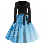 Naiste mood Vintage pikkade varrukatega V-kaelusega j&otilde;ulutr&uuml;kiga &otilde;htukleidid XXXL kuld