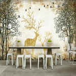 Retro p&otilde;drametsa tapeet elutuba TV taustaseina maalimine loominguline kunst restoran seinamaaling 200 cm(W) x 140 cm(H)