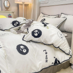 Retro stiilis kahekihiline l&otilde;ng pestud puuvillane tekikate neljaosaline komplekt voodipesu linad kolmeosaline komplekt 1.5m bed