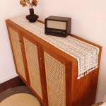 Skeleton Vintage puuvillane heegeldatud laud lipp laudlina telerikapp kinga kapp k&auml;ter&auml;tik 25 x 80cm must