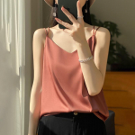 INDFS Naiste moe vabaaja kevadised V-kaelusega varrukateta pluusid ja s&auml;rgid S puhas valge v&auml;rv