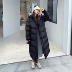 Talvine pikkade varrukatega puuvillane jakk Puuvillane jakk Keskmise pikkusega p&otilde;lvedeni puuvillane jakk Oversize Leivamantel L must