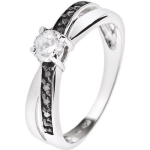 LOVA LOLA VAN DER KEEN - Solitaire S&otilde;rmus - Prestige Ehted - Mustvalged s&uuml;nteetilised teemandid - 925 Sterling Silver - 50 valge