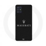 Coque Maniacase pour Samsung Galaxy A51 4g maserati blanc fond carbonne