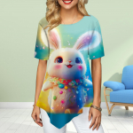 Naiste suures suuruses naiste T-s&auml;rgid Lilledega Rabbit Elf Print Lahtised vabaaja topid Naiste ebaregulaarsed suveriided XS kollane