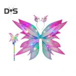 LED h&otilde;&otilde;guv liblika tiivad haldjakost&uuml;&uuml;mikomplekt t&uuml;drukutele Valgustatud t&uuml;ll seelik v&otilde;lukepp peapael Cosplay peo lemmik j&otilde;uluriietus 3pcs lilla