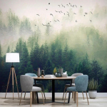 Tapeet K&auml;sit&ouml;&ouml;na Maalitud Pilved M&auml;nnimets 3D Seinamaal Lendavad Linnud Seinakunst Elutuba TV Diivan Tapeet 200 cm(W) x 140 cm(H)