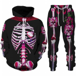 &Otilde;udne Luustikuline 3D Prinditud Meeste Treeningkomplekt Naljakas Halloweeni Kolju Cosplay Kapuutsiga Dressipluus+P&uuml;ksid 2tk Komplektid &Uuml;lem&otilde;&otilde;tmeline Pullover Streetwear S