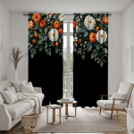 2 tk HD lilleline rikkalik pojengilill avatud dekoratiivkardin Must lips digitaalselt tr&uuml;kitud kardin Kodukaunistus stiili kaunistus l W52H63inchW132H160cm
