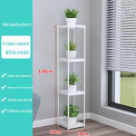 Bahengi mitmekihiline plastikust lillepottide riiul r&otilde;dule ja elutuppa 4-layer square valge