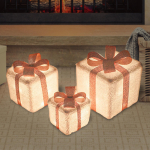 3Pcs Christmas Lighted Gift Boxes Decorations Box Light up Xmas Present Warm