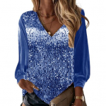 S&uuml;giskevadine naiste topp, l&auml;ikiv litritega V kaelus, pikkade varrukatega lapiline, lahtine pullover Pehme hingav keskmise pikkusega naiste s&auml;rgipluus M kuninglik sinine v&auml;rv