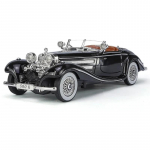 1/24 Mercedes-Benz 500K 1936 Klassikaline auto Sulamist auto mudel Heli ja valgusega T&otilde;mmatav Laste m&auml;nguasi Kogumisobjekt S&uuml;nnip&auml;evakingitus must
