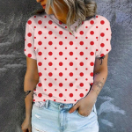 Must valge polka t&auml;ppide mustriga igap&auml;evane Fallow Style naiste sumerriided Suurem&otilde;&otilde;tmeline T-s&auml;rk l&uuml;hikeste varrukatega mugavad topid S-8XL S
