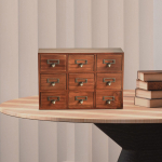 Lauaarvuti 9 sahtliga hoiukapp Retro v&auml;limusega puidust metallist t&otilde;mmatud meditsiinikapp organiseerimiseks Kodu Magamistoalett pruun